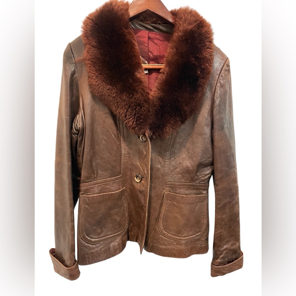 COPY - VTG 70's SHEEP MATES Leather Jacket Brown Coat Small